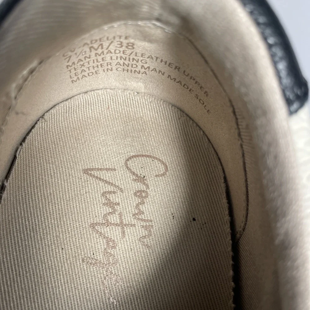 Crown‎ Vintage Adelite Espadrille Beach Sneaker Women's 7.5M Leather Black Cream